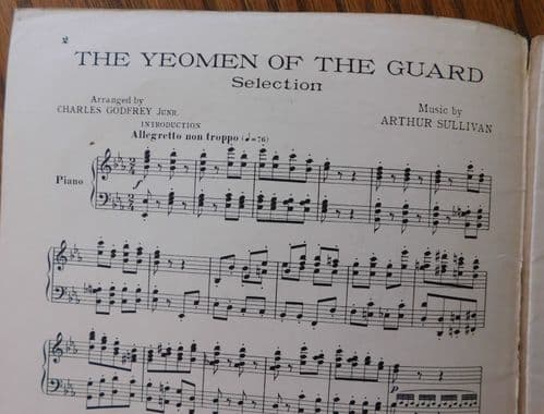 Yeomen of the Guard Gilbert Sullivan Savoy opera PIANO Vintage 1930s sheet music